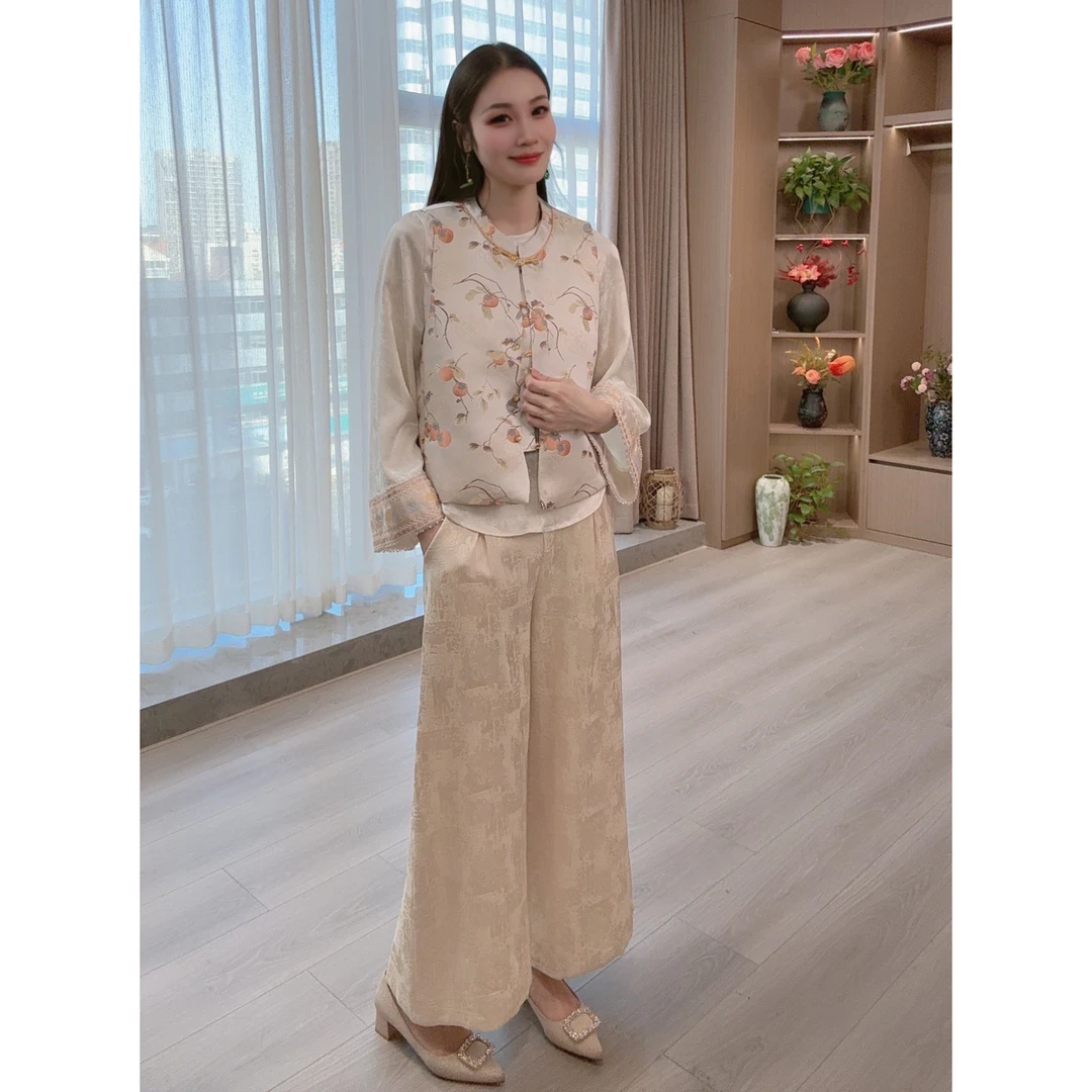 【柿柿如意】2025春季新款国风马甲新中式立领提花气质女装马夹外套