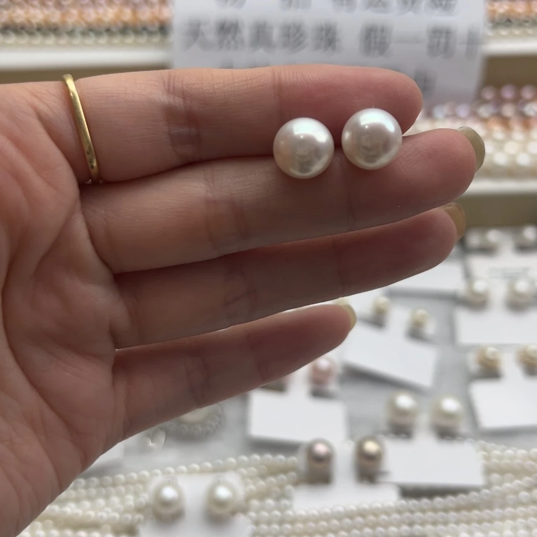 银S925镶嵌淡水珍珠耳饰