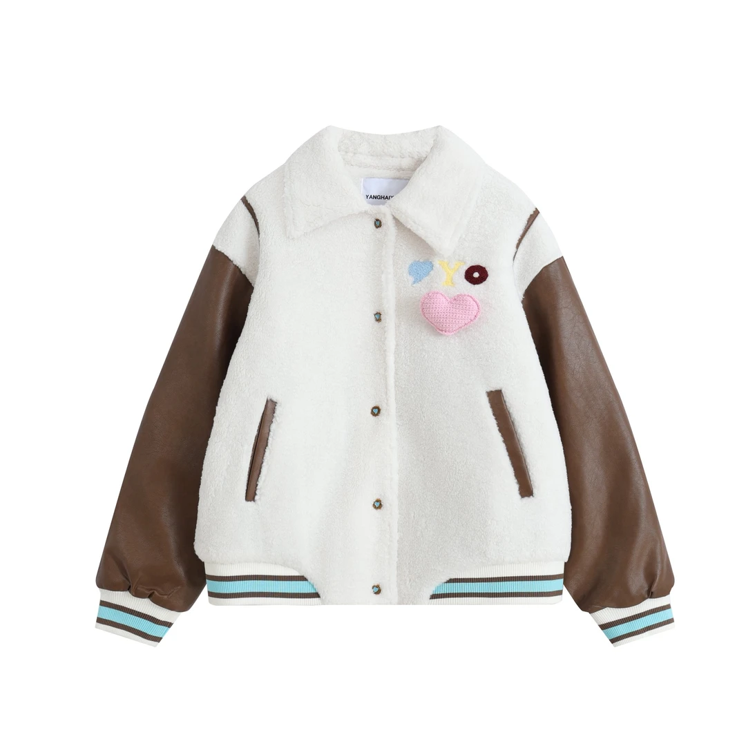 【邵邵专属】YANGHAIYANG 钩织爱心羊羔毛外套