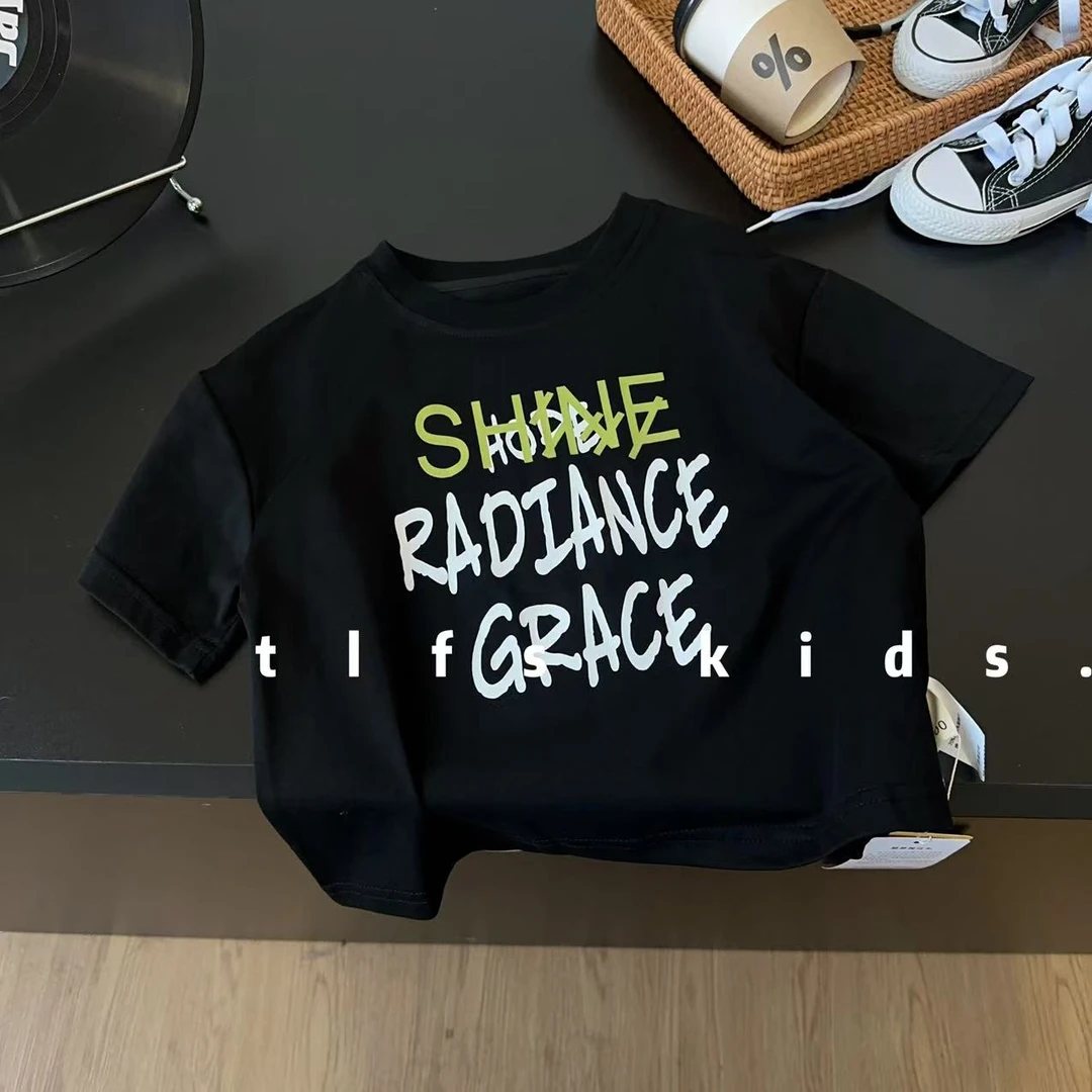 童例「25314亲子字母短袖T恤」夏季薄款儿童透气亲肤男童女童圆领潮