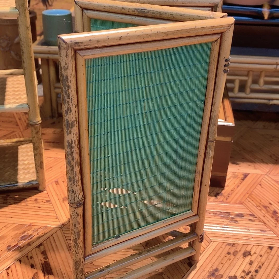 桌面款梅鹿竹小屏风