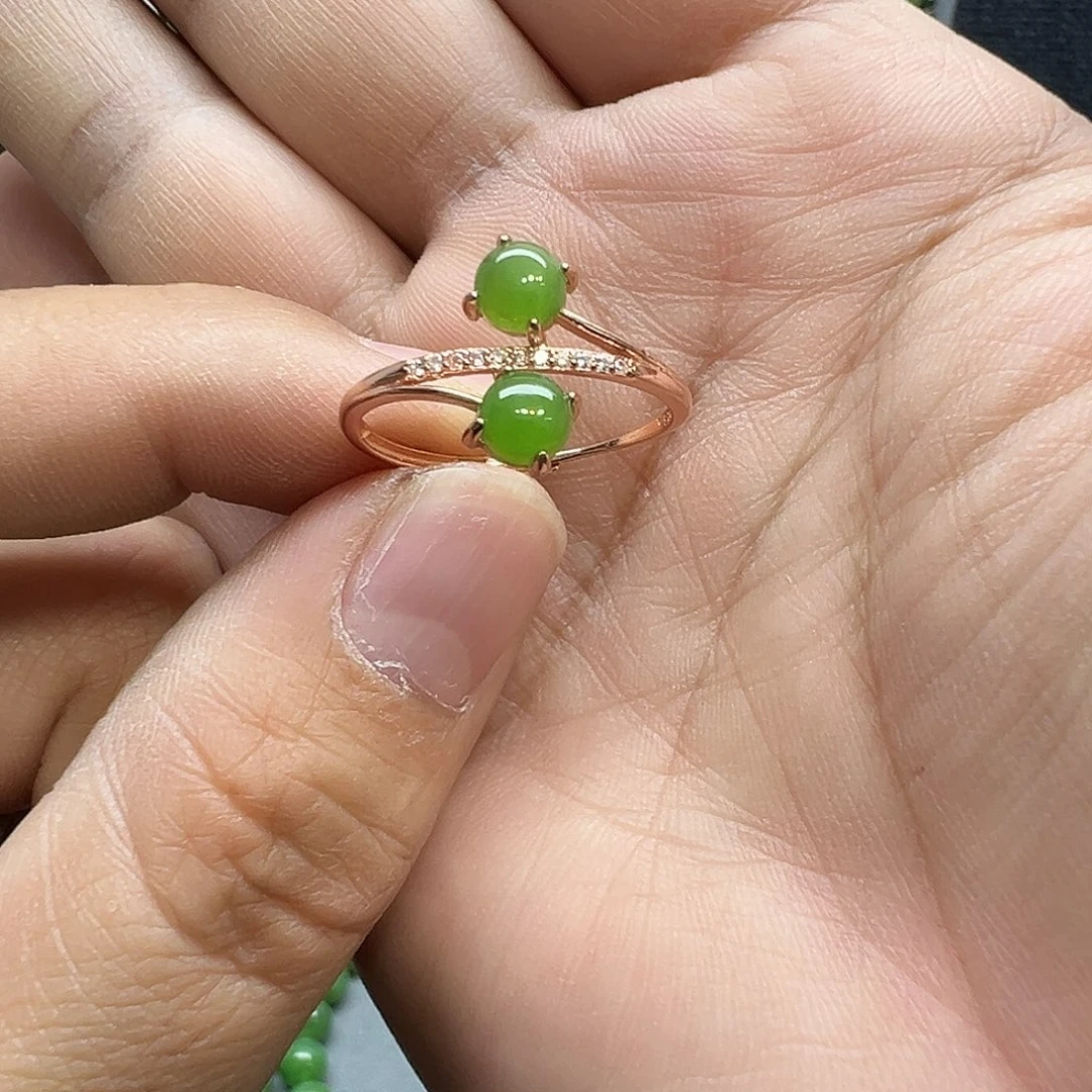 和田玉（碧玉）银S925镶嵌戒指