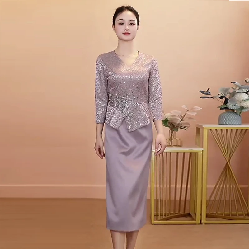 高端轻奢喜妈妈礼服春秋季新款气质喜婆婆婚宴礼服装2025年新款