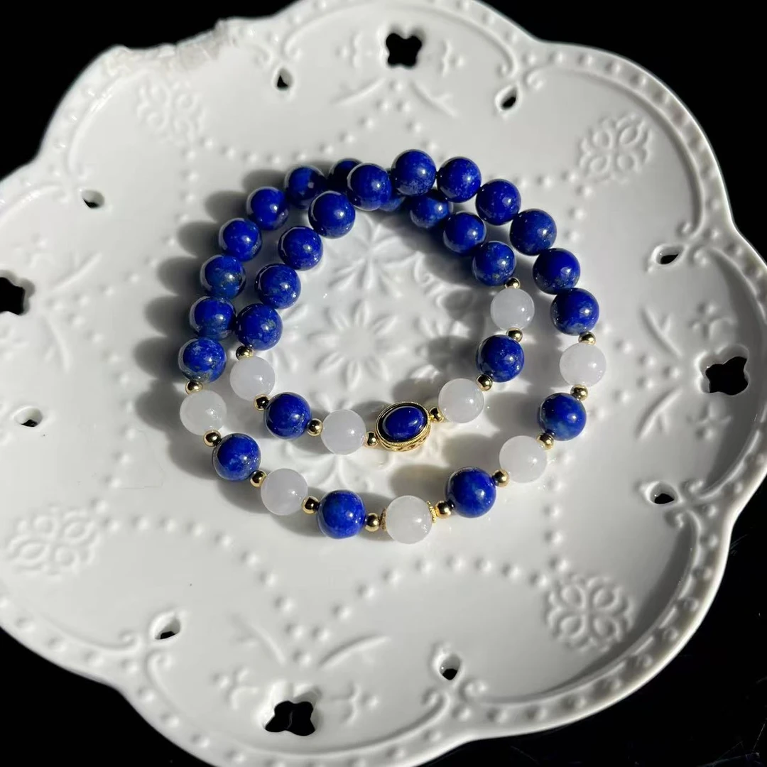 【大鱼甄选】青金石和田玉DIY项链8m+SJ66多样性发其一