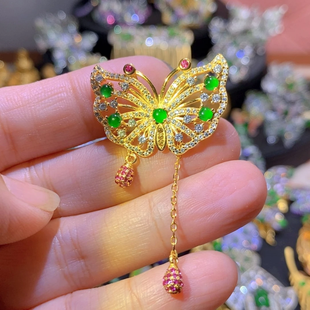 吊坠(不含链)银S925镶嵌翡翠