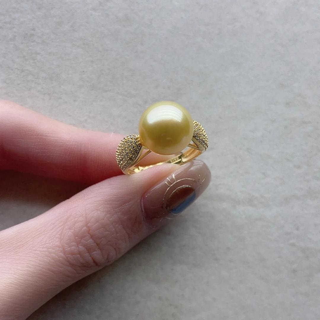 海水珍珠银S925镶嵌戒指50