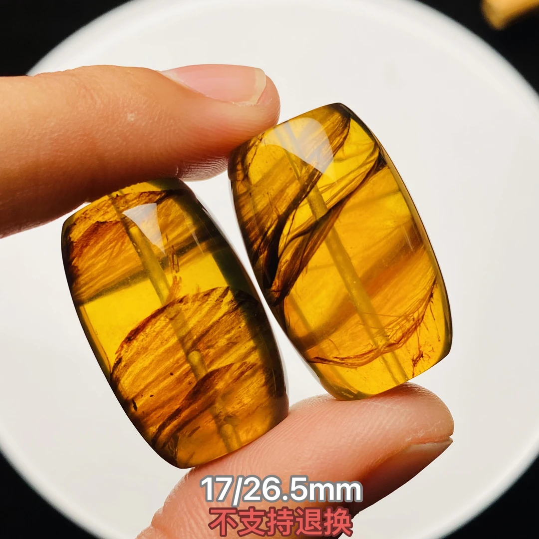 【小伊琥珀】植物（树皮）特色桶珠一对「不支持退换」