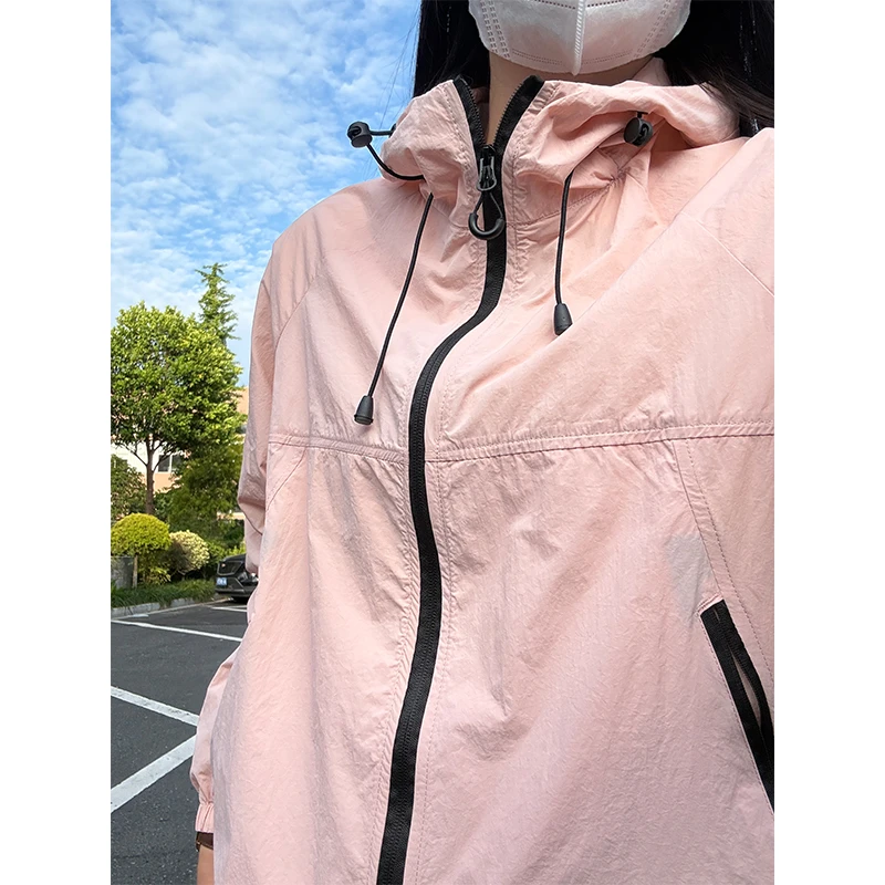 夏季薄款冰川粉upf50+防晒衣男女防紫外线钓鱼服连帽速干防晒外套