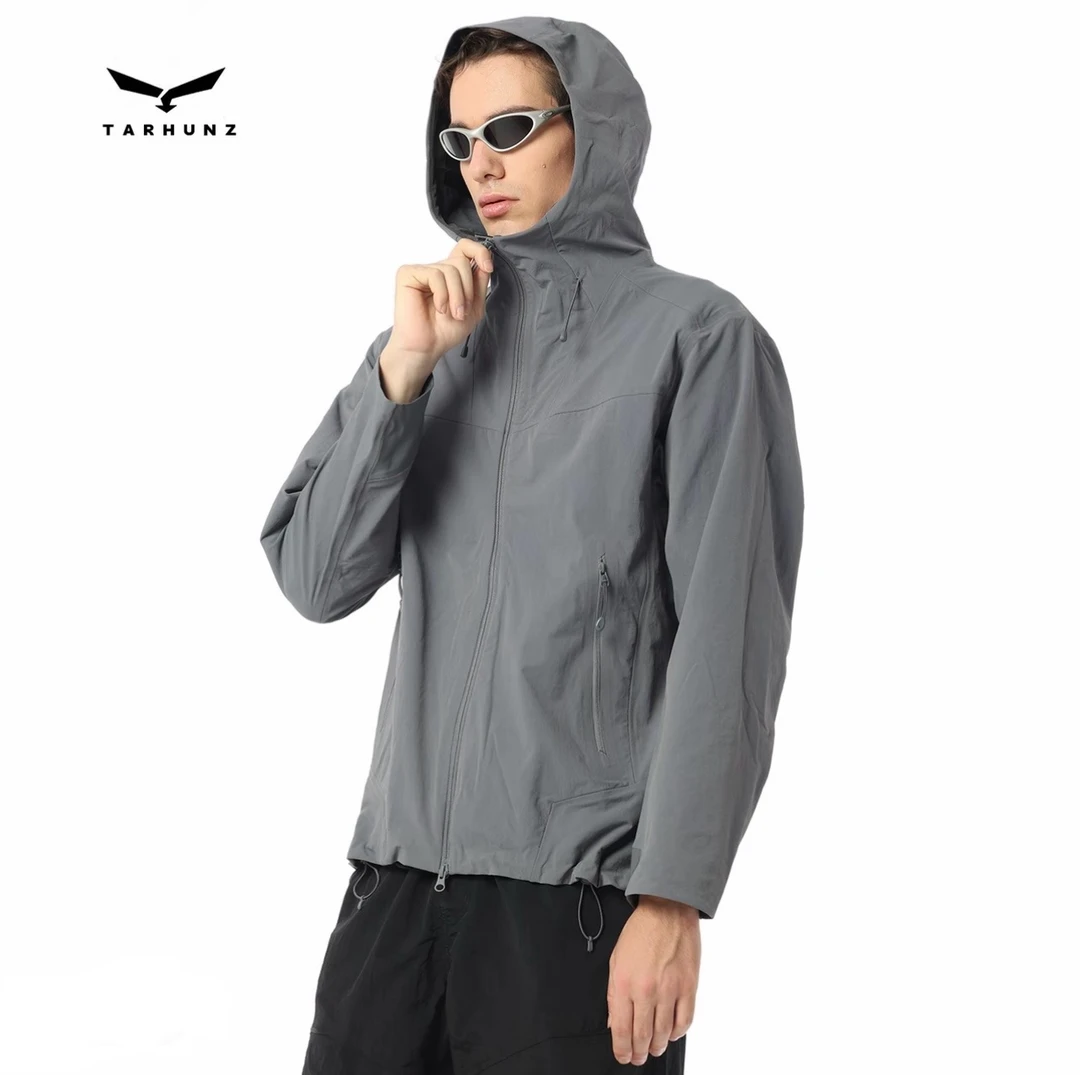 【塔尔姿】 秋季-户外耐刮情侣款连帽开衫登山防风防水全压胶软壳衣