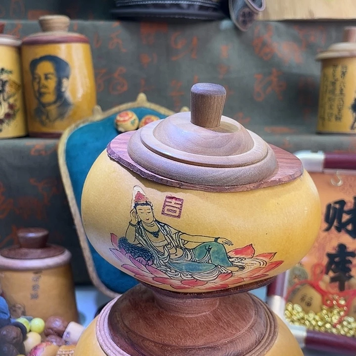 良***女香榧木葫芦茶叶罐葫芦葫芦