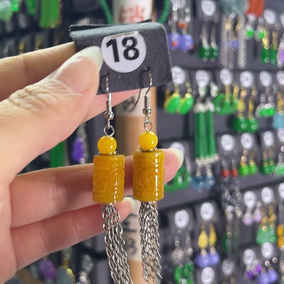 翡翠银S925镶嵌耳饰18