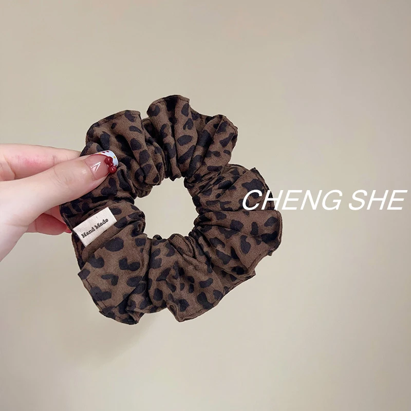 2025新款韩版豹纹大肠发圈气质型洋气褶皱慵懒随性发圈发绳发饰女