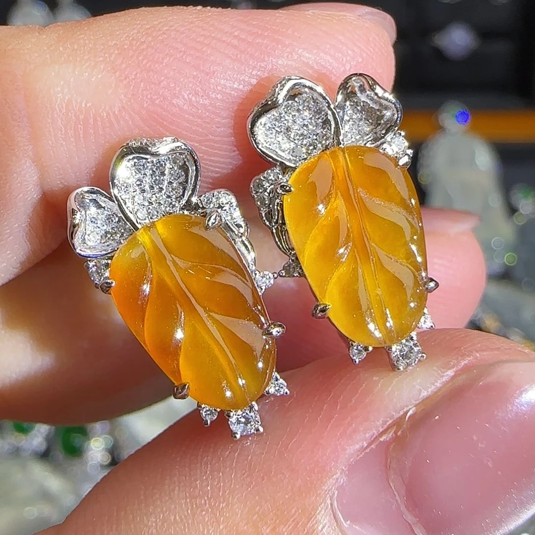 18K金镶嵌翡翠耳饰天然翡翠