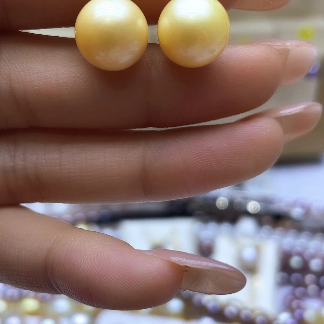 海水珍珠耳饰银S925镶嵌