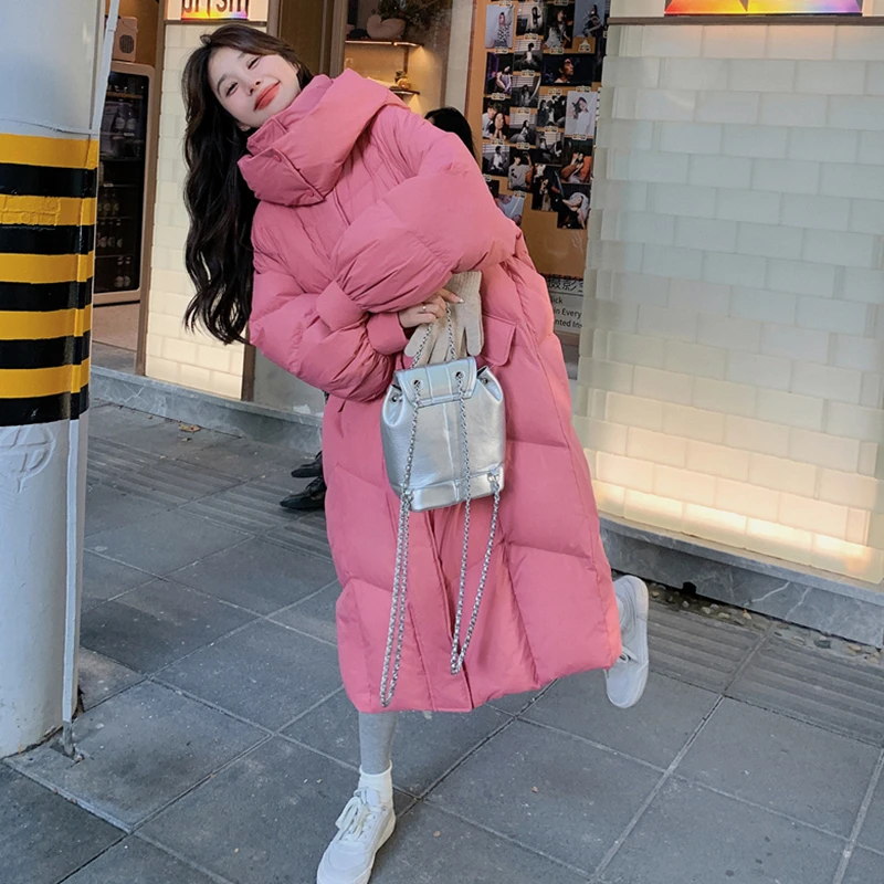 2025冬季粉色甜美超好看棉服外套女冬新长过膝大被子加厚面包服
