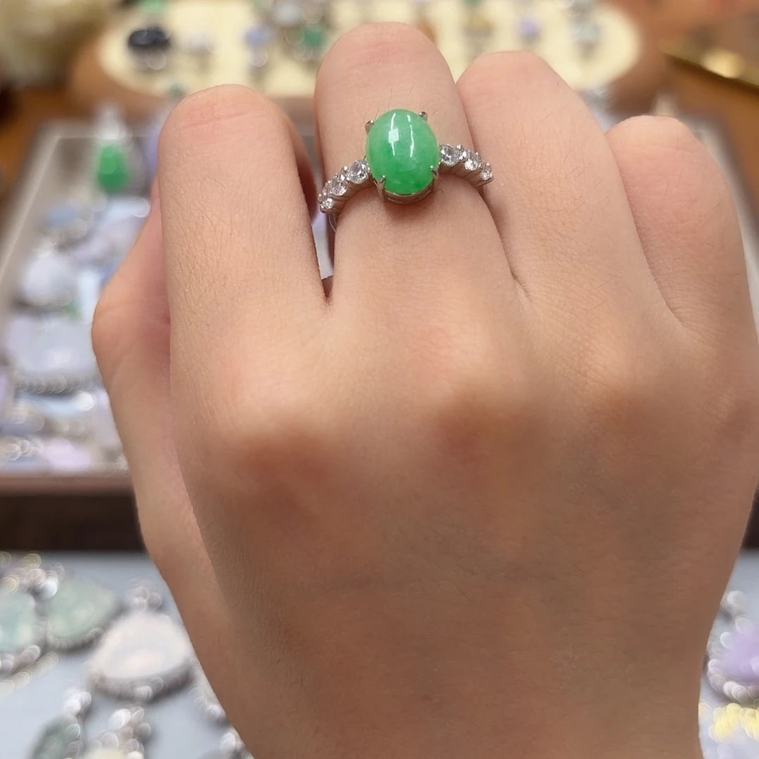 翡翠银S925镶嵌戒指