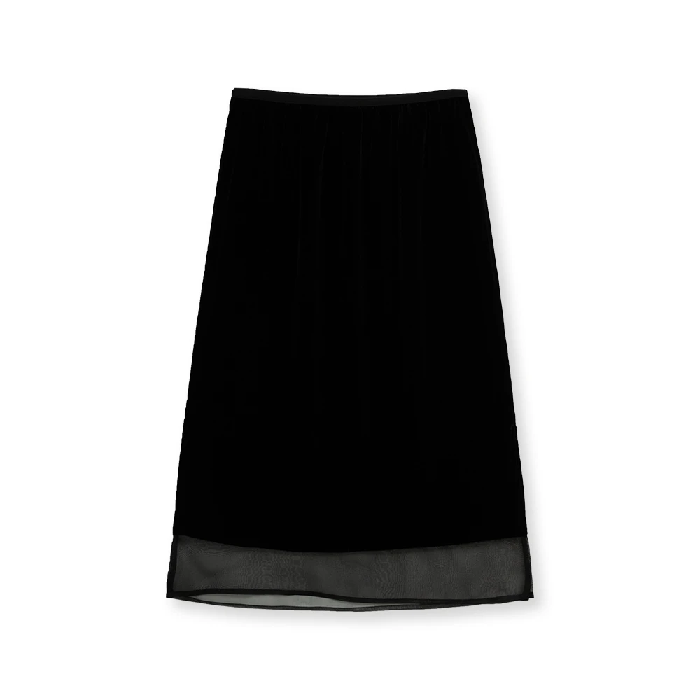 《华尔兹》半身裙 轻奢原创真丝丝绒薄纱拼接半裙 2607-352-8541