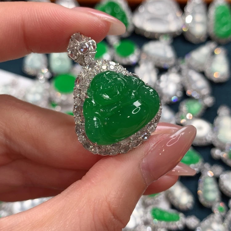 【闪购商品】翡翠颈饰18K金镶嵌佛公