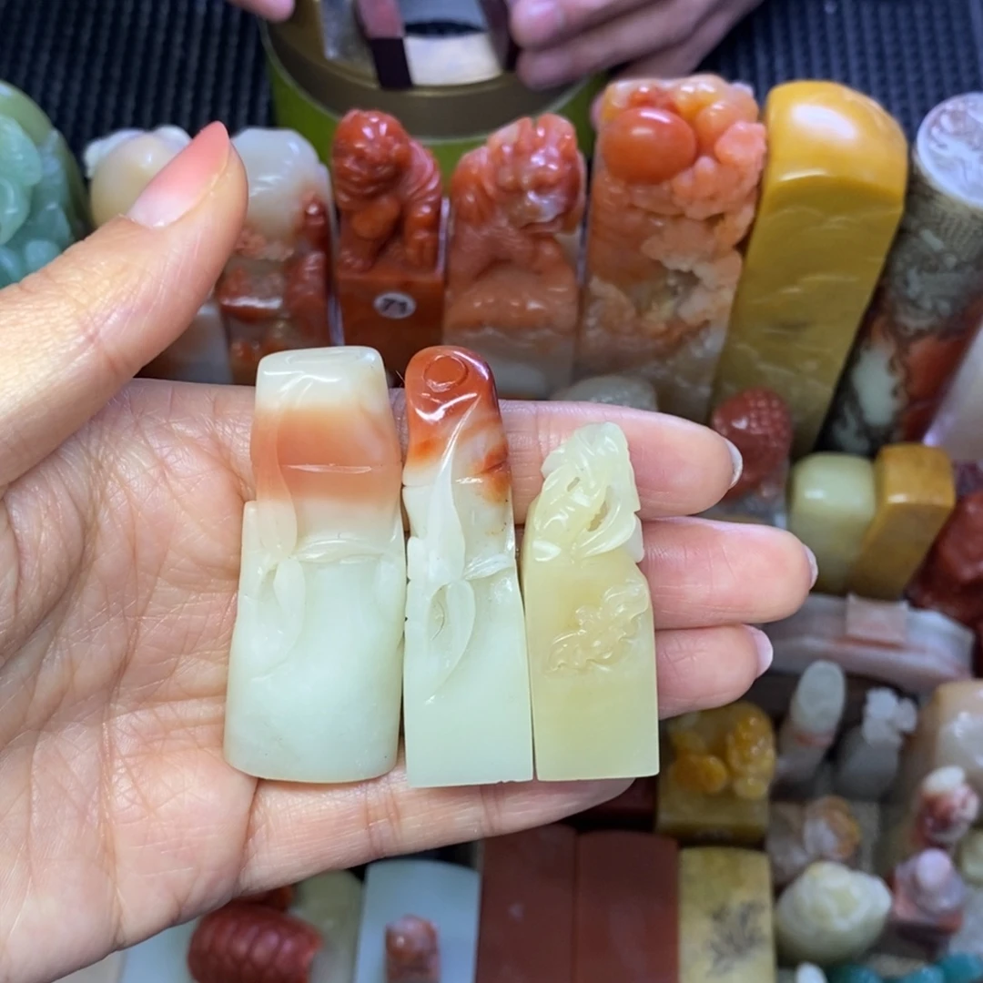 印石寿山石芙蓉套装