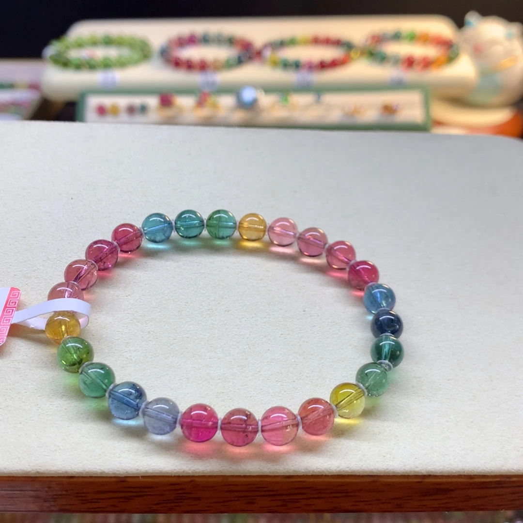 碧玺未镶嵌手串彩虹7mm