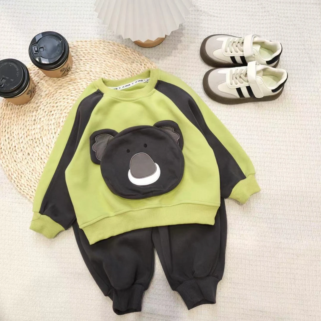 儿童春秋韩版卡通立体考拉套头卫衣两件套CH059