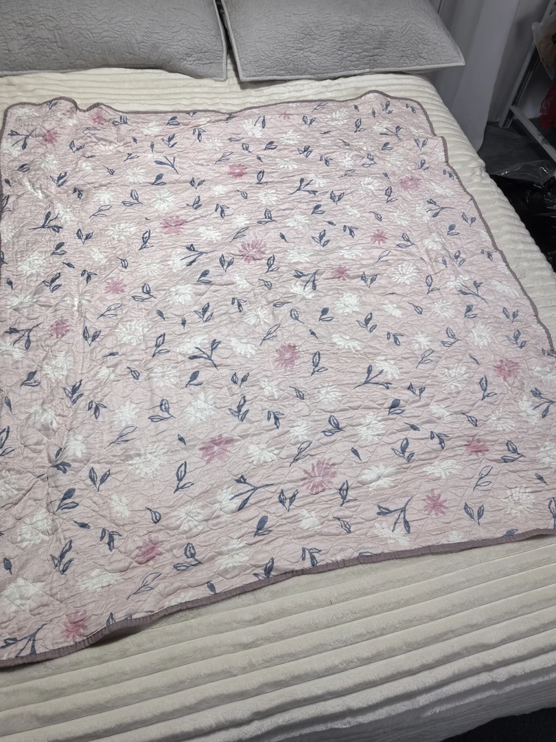 约110*130双层纱棉床盖粉紫色发1张