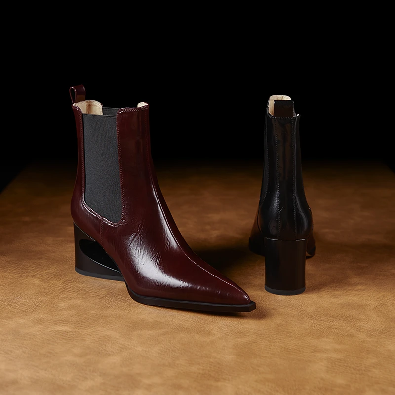 中跟尖春秋低跟常规高跟马丁靴方明星同款网红鞋子839