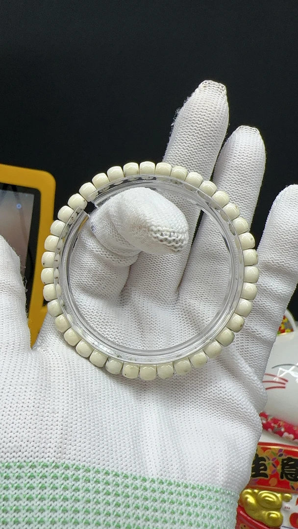 星月菩提6/5mm素串直切通体三分之二大留白绿包白