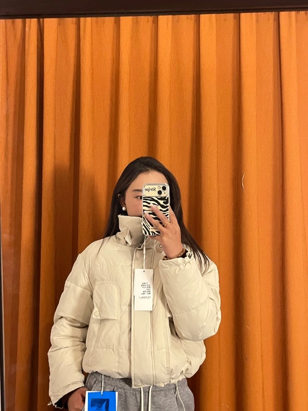 羽绒棉服立领短款修身型冬季保暖双面款