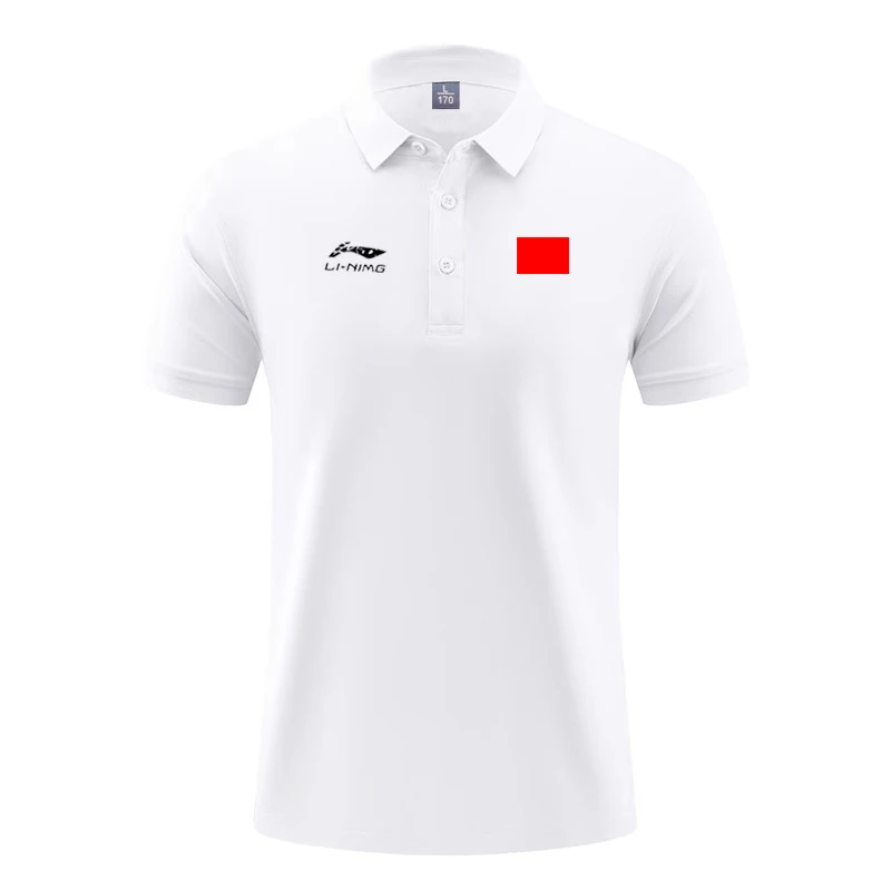 李LN宁夏季运动POLO衫男女速干短袖翻领国旗T恤大码宽松半袖体恤