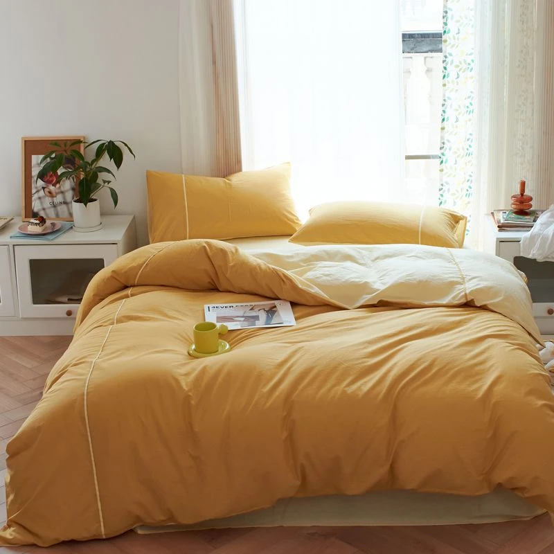 POCKET PIG/布袋猪【黄桃】全棉纯棉纯色简约套件