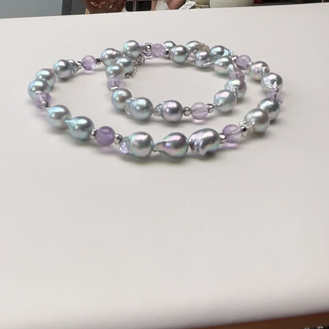 海水珍珠银S925镶嵌颈饰