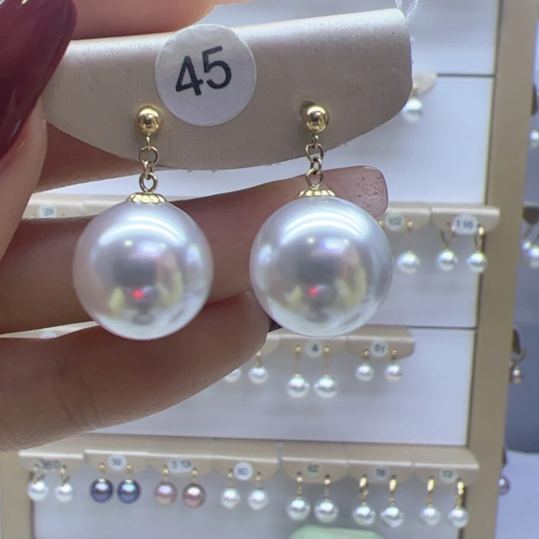 淡水珍珠耳饰18K金镶嵌