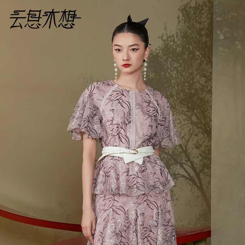 Ysimo-X云思木想新中式2024夏季新款蕾丝花边绣品面料蕾丝衫11906
