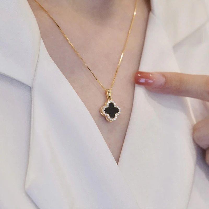 项链 高品质双面四叶草项链百搭锁骨涟新款设计少女风