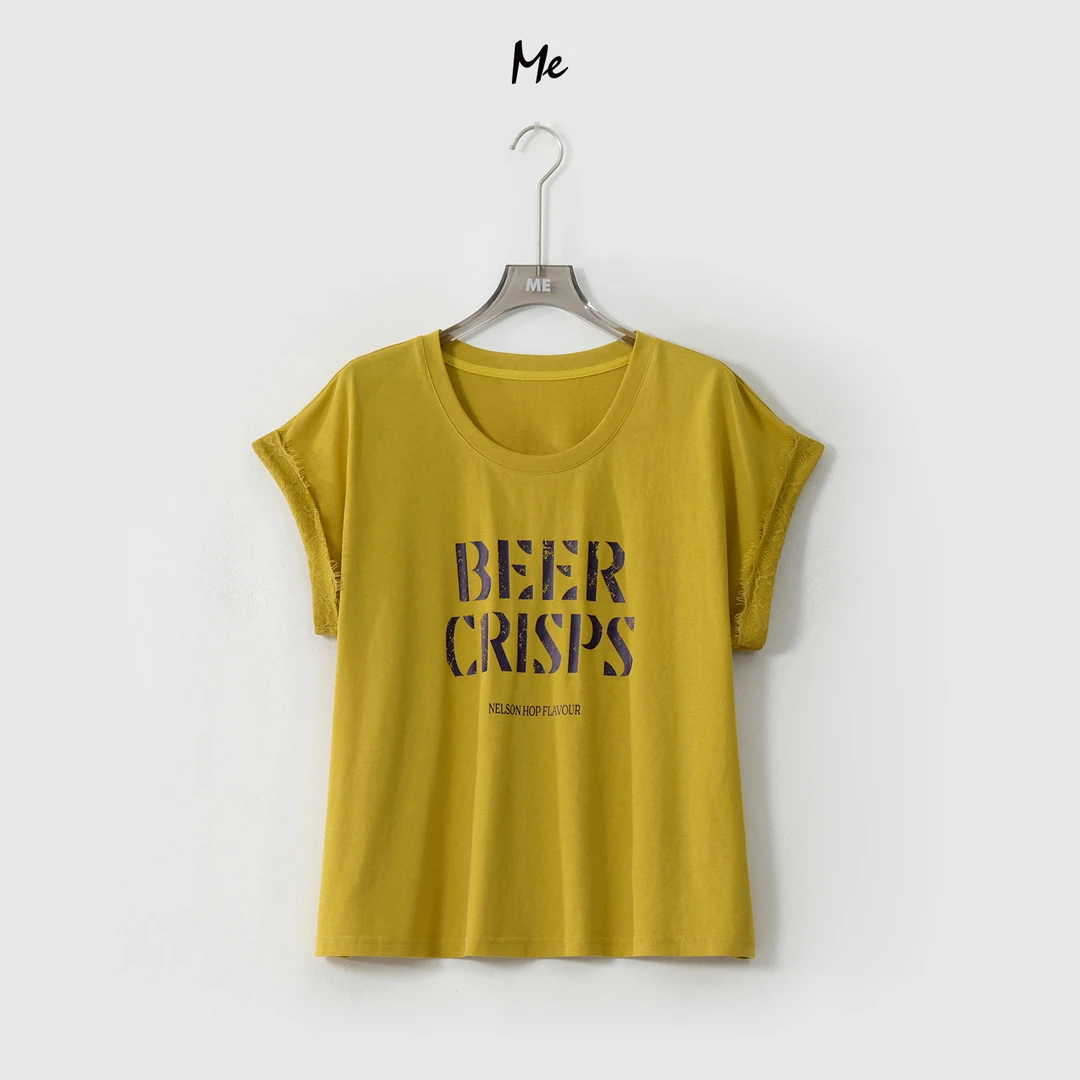 ME【懒人周末】复古做旧印花遮肉显瘦舒适时尚百搭T恤上衣MESS5800