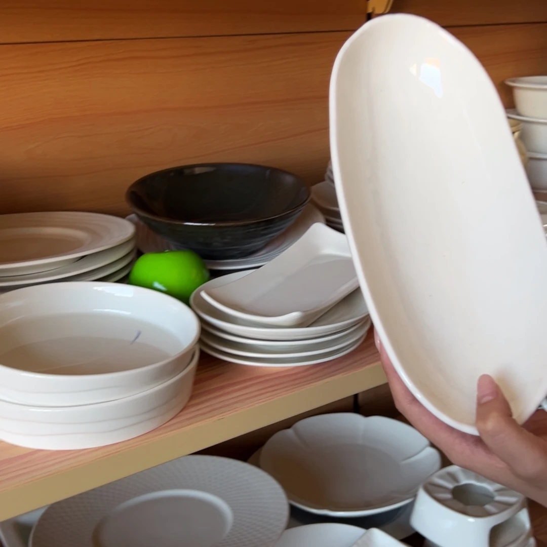 新骨瓷064瑕疵慎拍暖白11寸碧波椭圆深盘