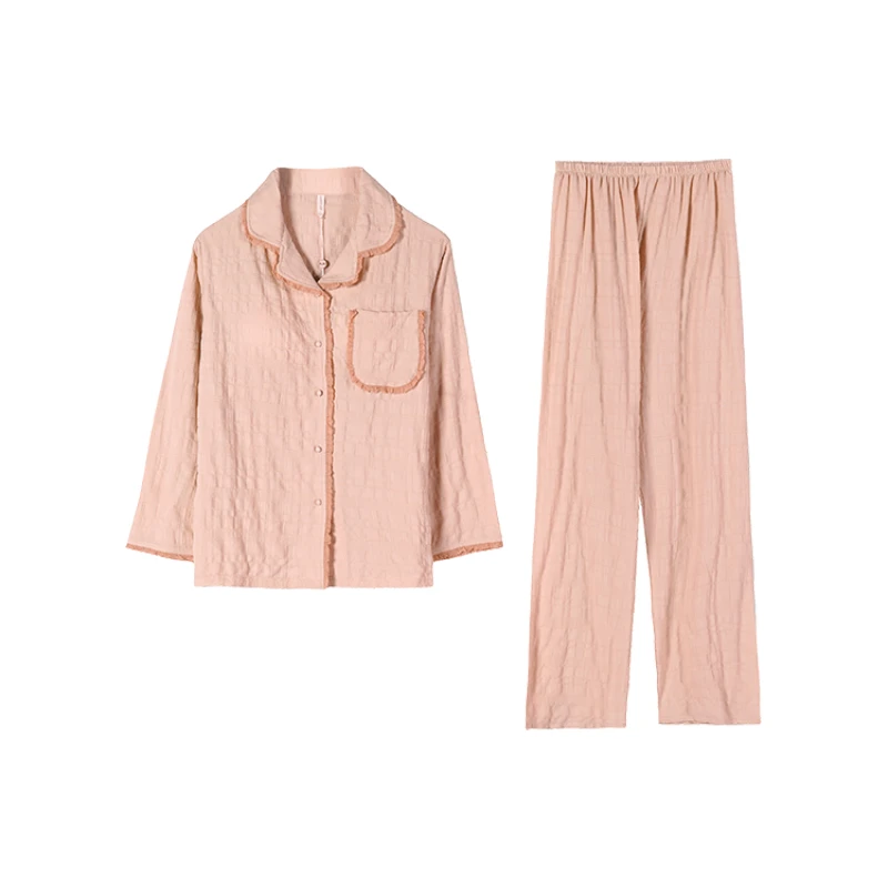 【花语柔情】2025新款睡衣女春季薄款甜美花边舒适休闲带胸垫家居服