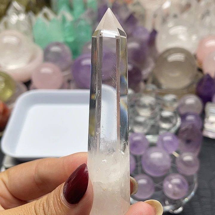 未镶嵌珠宝半成品水晶5（新货）高透白水晶柱高8.5宽2