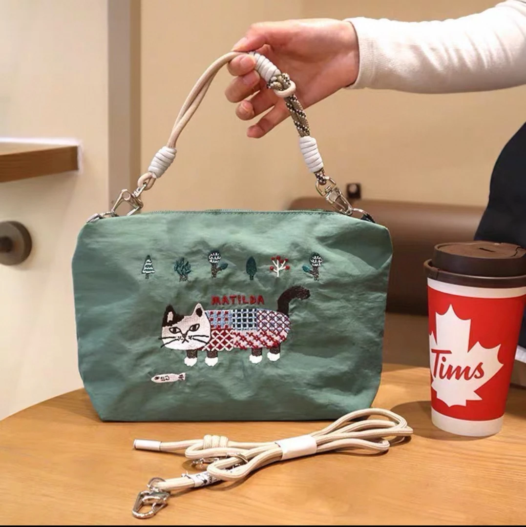 M42 Kusuguru刺绣猫绿色7595-2