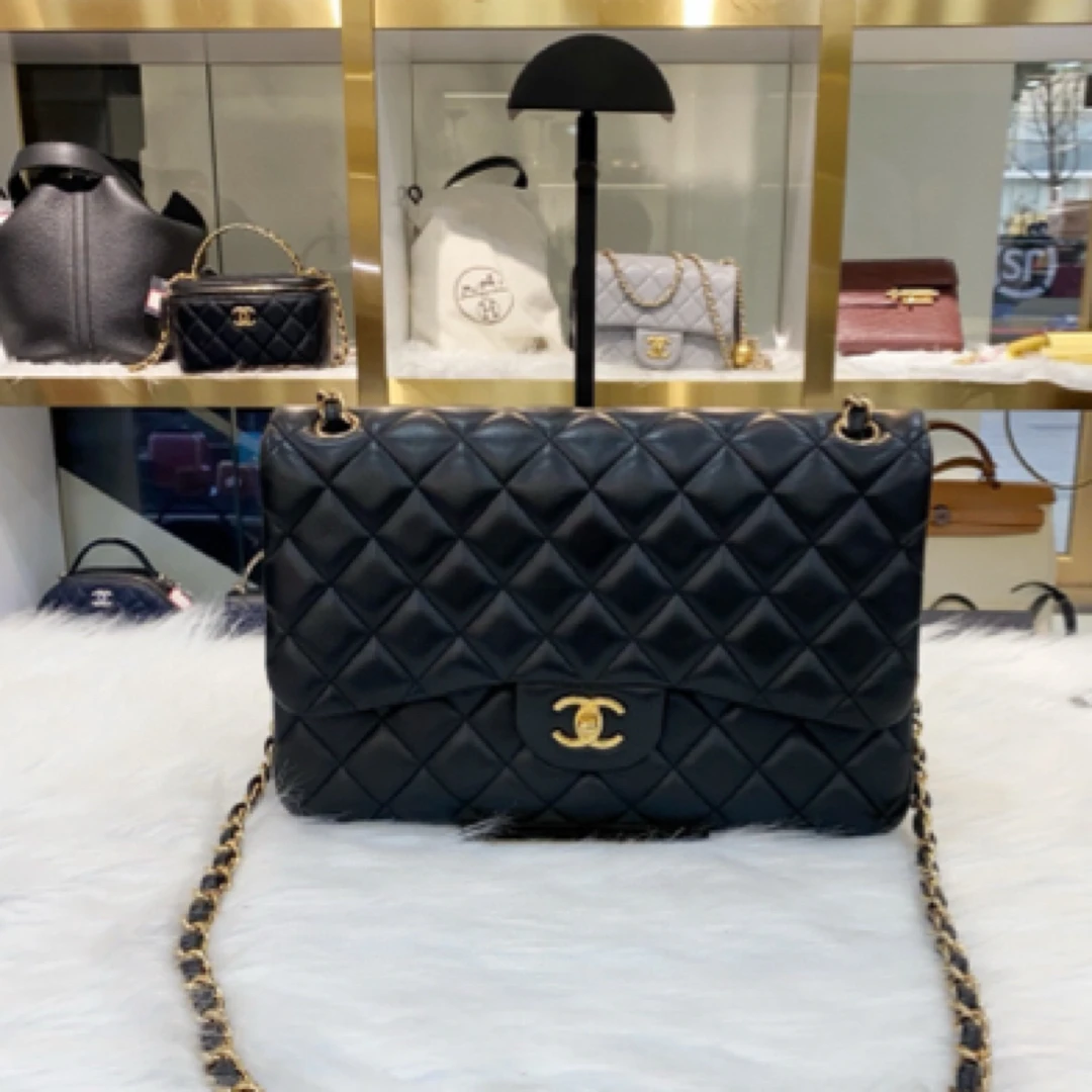 99新 Chanel/香奈儿 香奈儿jumbo双盖羊皮链条包