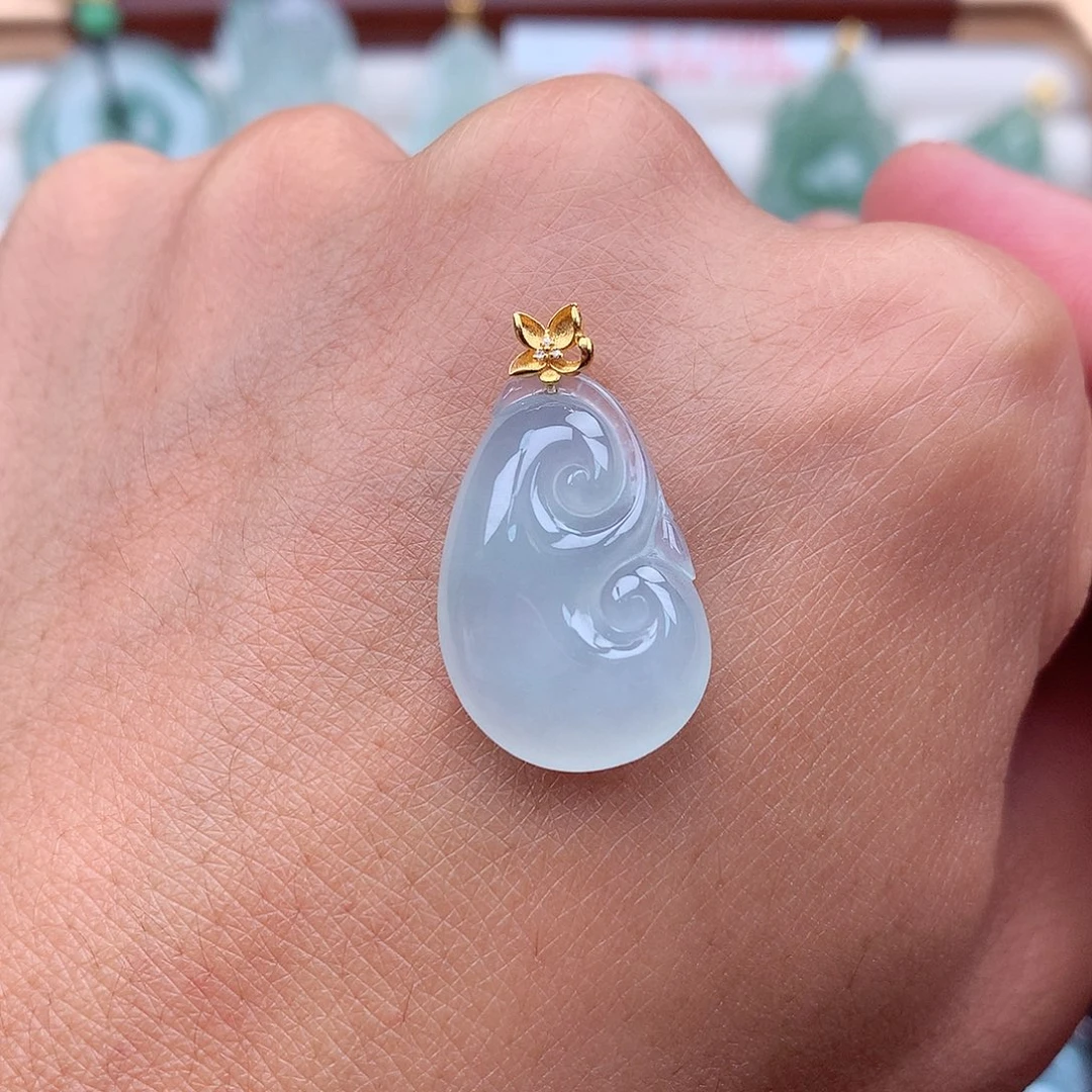 翡翠18K金镶嵌吊坠(不含链)