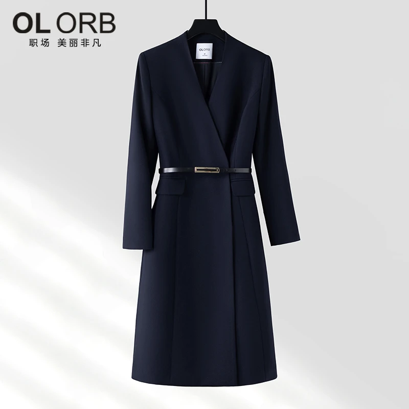 职业西装连衣裙女2025新款高级感气质正装长袖通勤秋冬收腰连衣裙