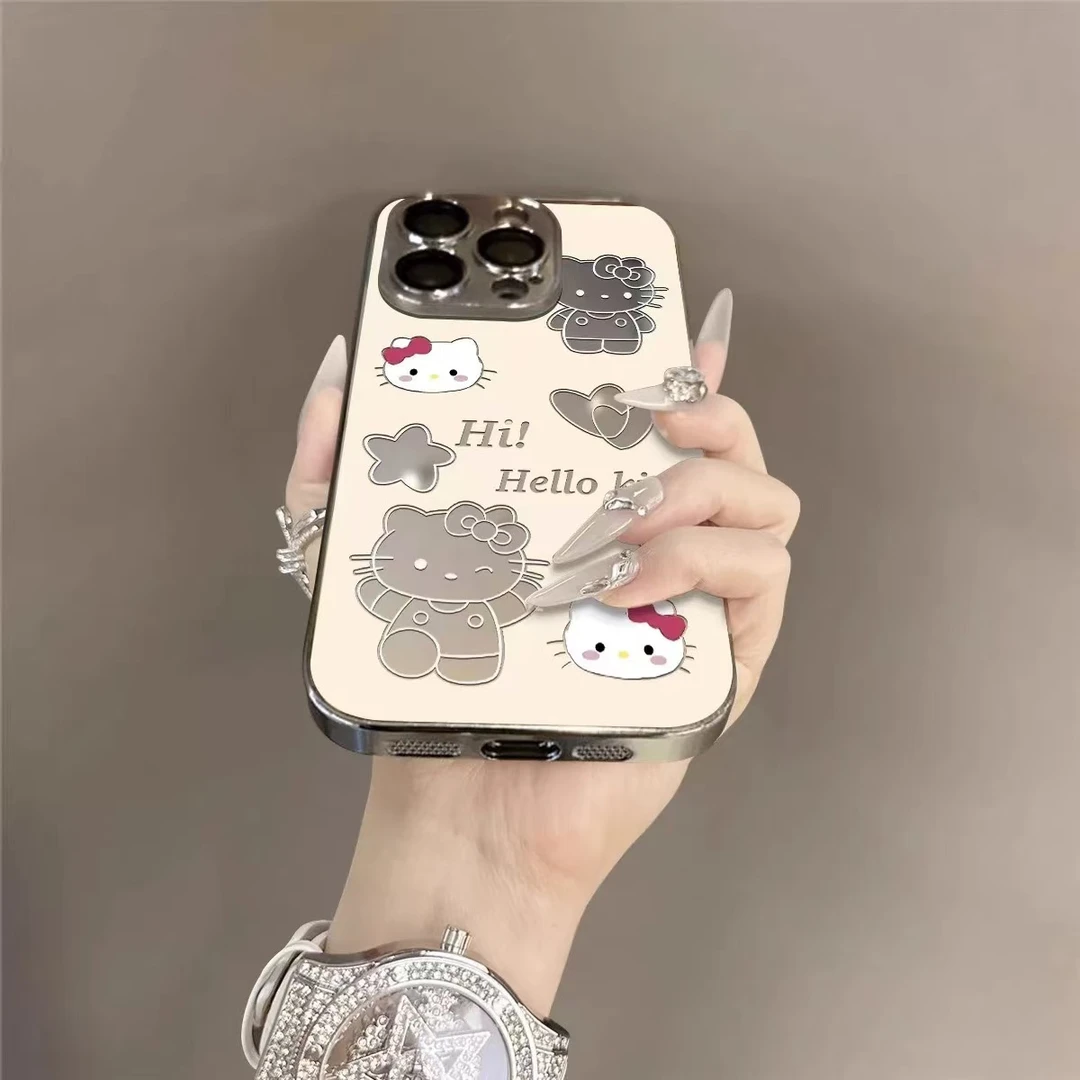 星星KT猫适用于苹果iPhone16promax/15/14/13/12精孔镜面手机壳