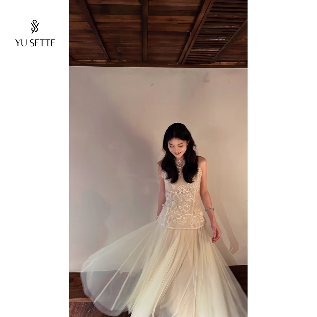 遇儿推荐【落在云雾 网纱半裙裸米色】气质时尚半裙20250103