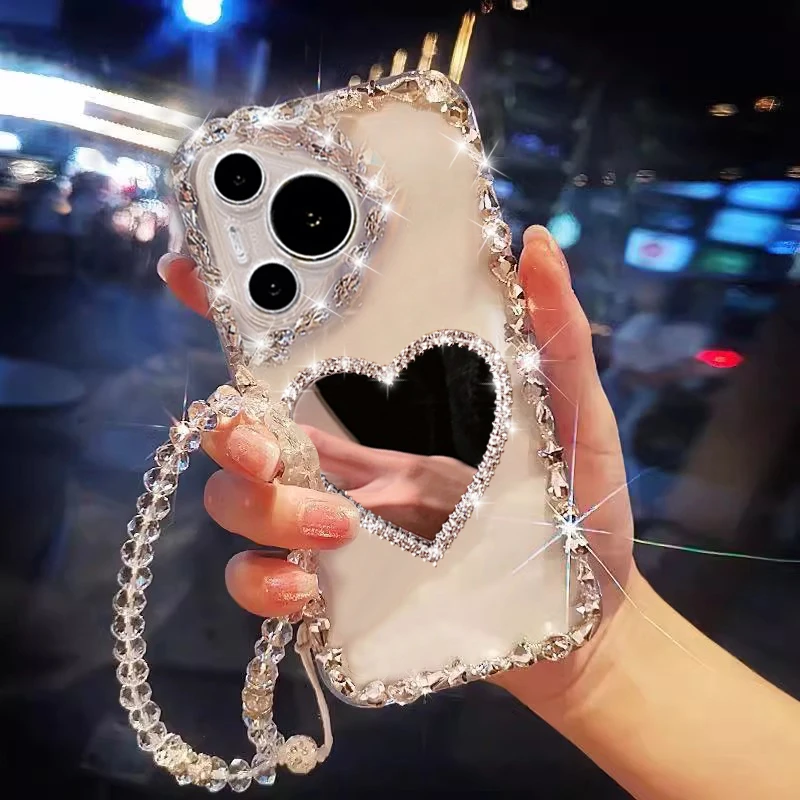 水钻防摔适用Pura70pro+手机60透明p80Ultra爱心镜子40奢华mate50