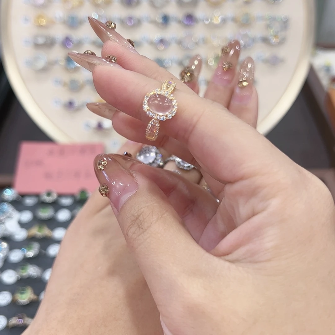 蛇纹石玉戒指银S925镶嵌