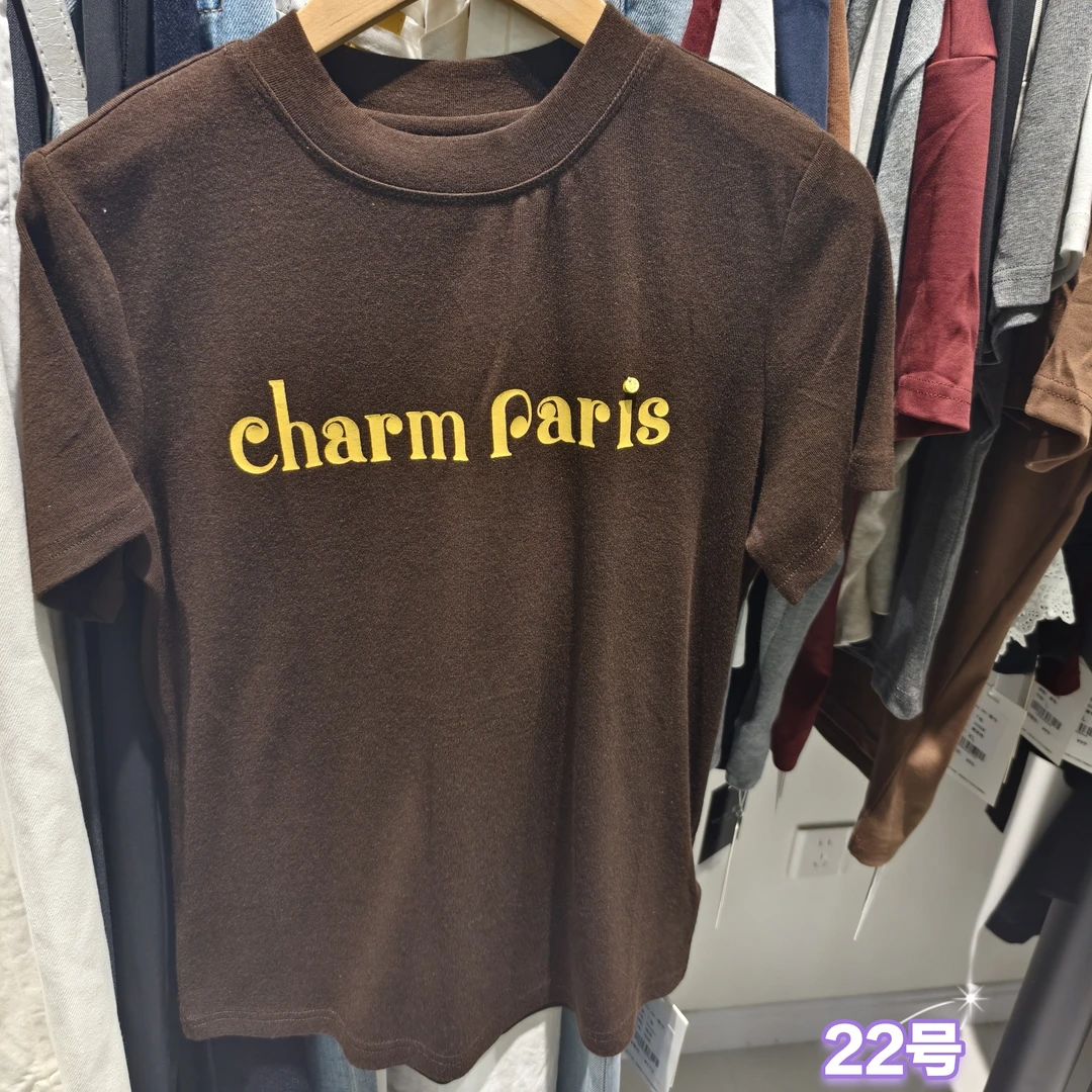 常规款T恤运动百搭印花常规字母短袖夏季圆领女士