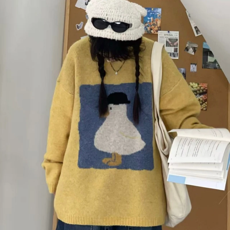 冬季新款百搭宽松慵懒风针织毛衣3386