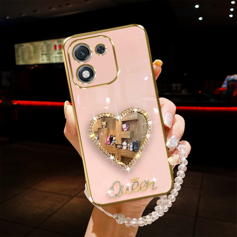 适用荣耀x70i手机壳ABR-AN00镶钻5G爱心镜子全包边防摔套女款时尚
